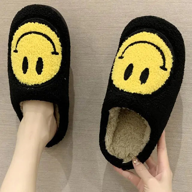 Cute Smile Pattern Fluffy Slippers