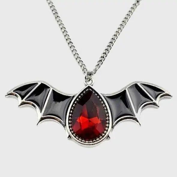 Vampire Bat Crystal Necklace