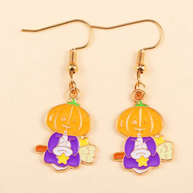 Cute Enamel Halloween Dangle Earrings