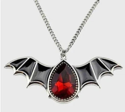 Crystal Vampire Bat Necklace