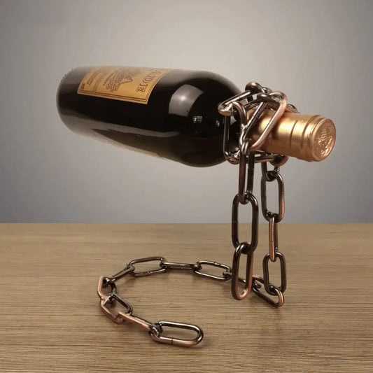 Levitating Iron Chain Wine Bottle Holder