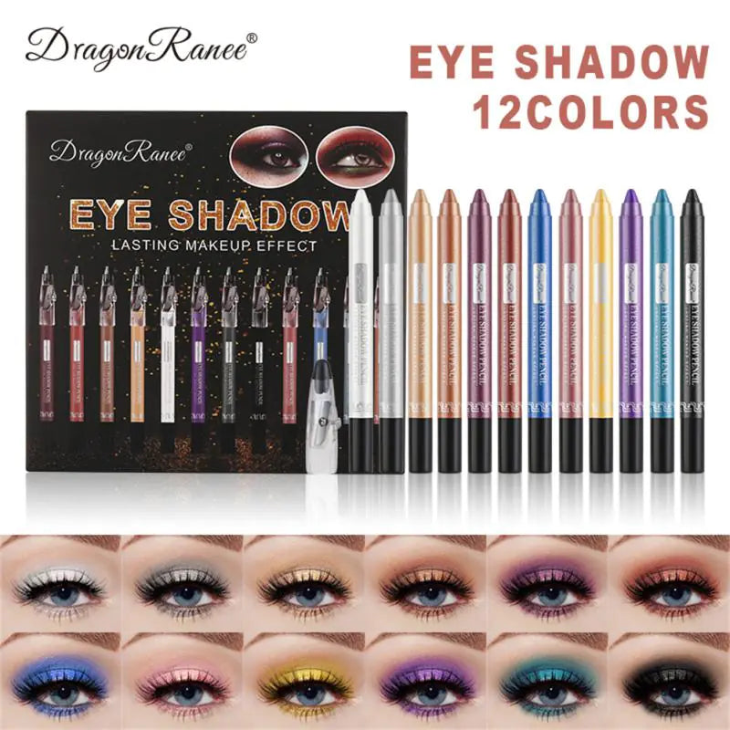 12 Color Pearlescent Eyeshadow Pencil Set