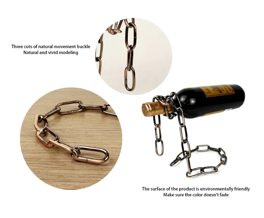 Levitating Iron Chain Wine Bottle Holder